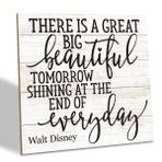 SUSZDOU Pozitif Alıntı İşareti, There's A Great Big Beautiful Tomorrow Shining at the End of Everyday, Ahşap Plak Masa Sanat İşareti 15,7 x 15,7 cm, İlkel Ev Dekor Tabelası, Motivasyon Hediyeleri, Arkadaş