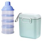 Süt Tozu Dispenseri, Xiuyer Formül Süt Tozu Kepçe 4 Katlı ve 800ml Taşınabilir Süt Kutusu Ev Seyahati için Kazıyıcı Kaşıklı Bebek Maması Kabı (Mavi ve Yeşil)