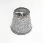 Sutaşı İşlemeli Mini Boy Maşalı Avize Abajur Başlığı Mum ampul üstüne takılır 14cm (Açık Gri)