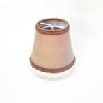 Sutaşı İşlemeli Mini Boy Maşalı Avize Abajur Başlığı Mum ampul üstüne takılır 14cm (Açık Kahve)