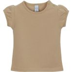 Sütlü Kahve Basic Kız Bebek Çıtçıtlı Sıfır Yaka Karpuz Kol Tişört - 18 - 24 Ay
