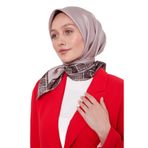 Sütlü Kahve Kenar Leopar Twill İpek Eşarp