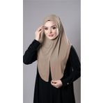 Sütlü Kahve Pratik Hazır Geçmeli Tesettür Eşarp Sandy Kumaş Yırtmaçlı Düz Hijab 2310_26