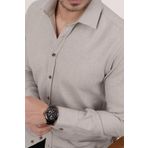 Sütlü Kahve Slimfit Düz Oduncu Hediye Kutulu Erkek Gömlek XXL
