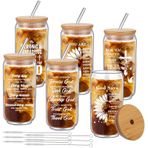 Suttmin 6 Adet Kadınlar için Hristiyan Hediyeleri Dini Hediyeler Buzlu Kahve Fincanları, Bambu Kapaklı ve Hasır Setli 16 Oz İçme Bardakları Kız kardeş, Arkadaş, Anne, İş Arkadaşı için İlham Verici