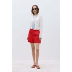 Suud Collection Kırmızı Klara Yıkamalı Poplin Şort