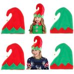 Suuwwn Noel Elf şapkası, çanlı, Noel Baba şapkası, Noel Baba şapkası, yetişkinler ve çocuklar için, yeşil keçe şapka, kırmızı zikzak ile, Noel kostümü, kostüm partisi, elf kostümü
