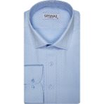 Süvari Antibakteriyel Slim Fit Armür Desenli Beyaz Erkek Gömlek - Soft Mavi
