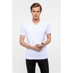 Süvari Beyaz Slim Fit Düz V Yaka Tişört - XL