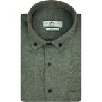 Süvari Bol Kesim Cepli Yeşil Düz Flanel Kışlık Erkek Gömlek - 2XL