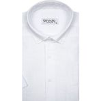 Süvari Bol Kesim Kısa Kollu Beyaz Erkek Gömlek - 3XL