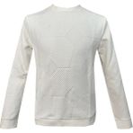 Süvari Bol Kesim O Yaka Kapitone Etnik Desenli Beyaz Sweatshirt - 2XL