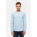 SÜVARİ Bol Kesim O Yaka Melanj Desenli Waffle Saks Mavi Sweatshirt