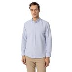 Süvari Buz Mavi Slim Fit Armürlü Düğmeli Yaka Gömlek, M