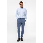 Süvari Buz Mavi Slim Fit Armürlü Klasik Yaka Gömlek, M