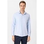 Süvari Buz Mavi Slim Fit Desenli Klasik Yaka Gömlek, S