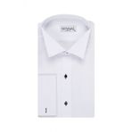 Süvari Classics Slim Fit Armürlü Ata Yaka Manşetli Metal Düğme Damatlık Gömlek