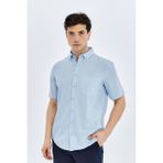 Süvari Cotton Regular Erkek Kısa Kol Gömlek SGM2017700010 Buz Mavi - XL