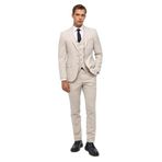 Süvari Ekru Slim Fit Desenli Mono Yaka 6 Drop Yelekli Klasik Takım Elbise, 52