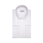 Süvari Erkek Beyaz Slim Fit Armür Desenli Manşetli Gömlek