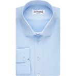 Süvari GM2024700273 Klasik Yaka Slim Fit Armürlü Mavi Erkek Gömlek
