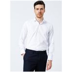 Süvari GM2024700314 Klasik Yaka Slim Fit Armürlü Beyaz Erkek Gömlek