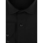 Süvari GM2025000183 Klasik Yaka Regular Fit Armürlü Siyah Erkek Gömlek