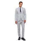 Süvari Gri Slim Fit Desenli Sivri Yaka 6 Drop Klasik Takım Elbise, 48