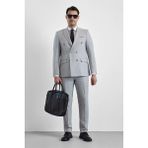 Süvari Gri Slim Fit Kruvaze Yaka 6 Drop Takım Elbise Erkekler İçin Türkiye Menşeli - 48