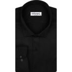 Süvari Klasik Kesim Büyük Beden Siyah Erkek Gömlek Armür Desenli %55 Pamuk %45 Polyester - 4XL