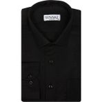 Süvari Kolsuz Siyah Armür Desenli Cepli Gömlek Erkek Regular Kesim Şık Stil - 3XL