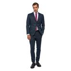 Süvari Lacivert Slim Desenli Mono Yaka 6 Drop Takım Elbise, 48
