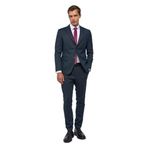Süvari Lacivert Slim Desenli Mono Yaka 6 Drop Takım Elbise, 52