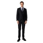 Süvari Lacivert Slim Fit Desenli Sivri Yaka 6 Drop Yelekli Klasik Takım Elbise, 54
