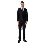 Süvari Lacivert Slim Fit Desenli Sivri Yaka 6 Drop Yelekli Klasik Takım Elbise, 56