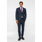 Süvari Lacivert Slim Fit Mono Yaka 6 Drop Takım Elbise Erkekler İçin Şık Desenli Model - 56