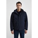 Süvari Lacivert Slim Klasik Yaka Düz Yan Cepli Fermuar Kapitone Rüzgar Geçirmez Mont - 2XL
