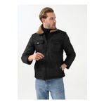 Süvari MN2008700287 Siyah Mono Yaka Slim Fit Kapitone Siyah Erkek Mont