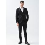 Süvari Normal Bel Slim Fit Siyah Erkek Takım Elbise TK3000400239 - 48