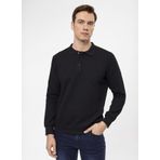 Süvari Polo Yaka Regular Fit Armürlü Siyah Erkek Kazak TR2013700314