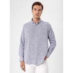 Süvari Regular Fit Düğmeli Yaka Düz Lacivert Erkek Gömlek GM1008300078