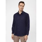 Süvari Regular Fit Klasik Yaka Armürlü Lacivert Erkek Gömlek GM2025000303