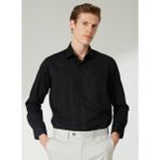 Süvari Regular Fit Klasik Yaka Armürlü Siyah Erkek Gömlek GM2025000266 - XL