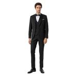 Süvari Siyah Slim Fit Armürlü Sivri Yaka 6 Drop Smokin & Damatlık, 44