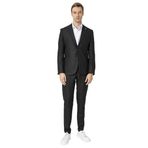 Süvari Siyah Slim Fit Desenli Sivri Yaka 6 Drop Spor Takım Elbise, 48