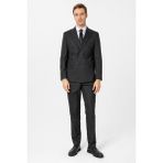 Süvari Siyah Slim Fit Düz Kruvaze Yaka 6 Drop Klasik Takım Elbise Erkekler İçin Şık Tasarım - 50