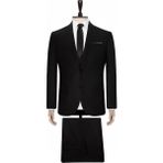 Süvari Siyah Slim Fit Yelekli Takım Elbise Erkek 48 Beden Drop 6 Drop Motifli Kumaş