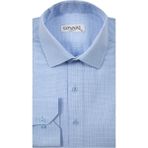 Süvari Slim Fit Armür Desenli Beyaz Erkek Gömlek - Açık Mavi