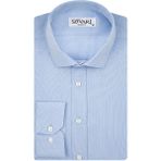 Süvari Slim Fit Armür Desenli Beyaz Erkek Gömlek - Orta Mavi
