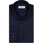 Süvari Slim Fit Armür Desenli Lacivert Erkek Gömlek - Beyaz